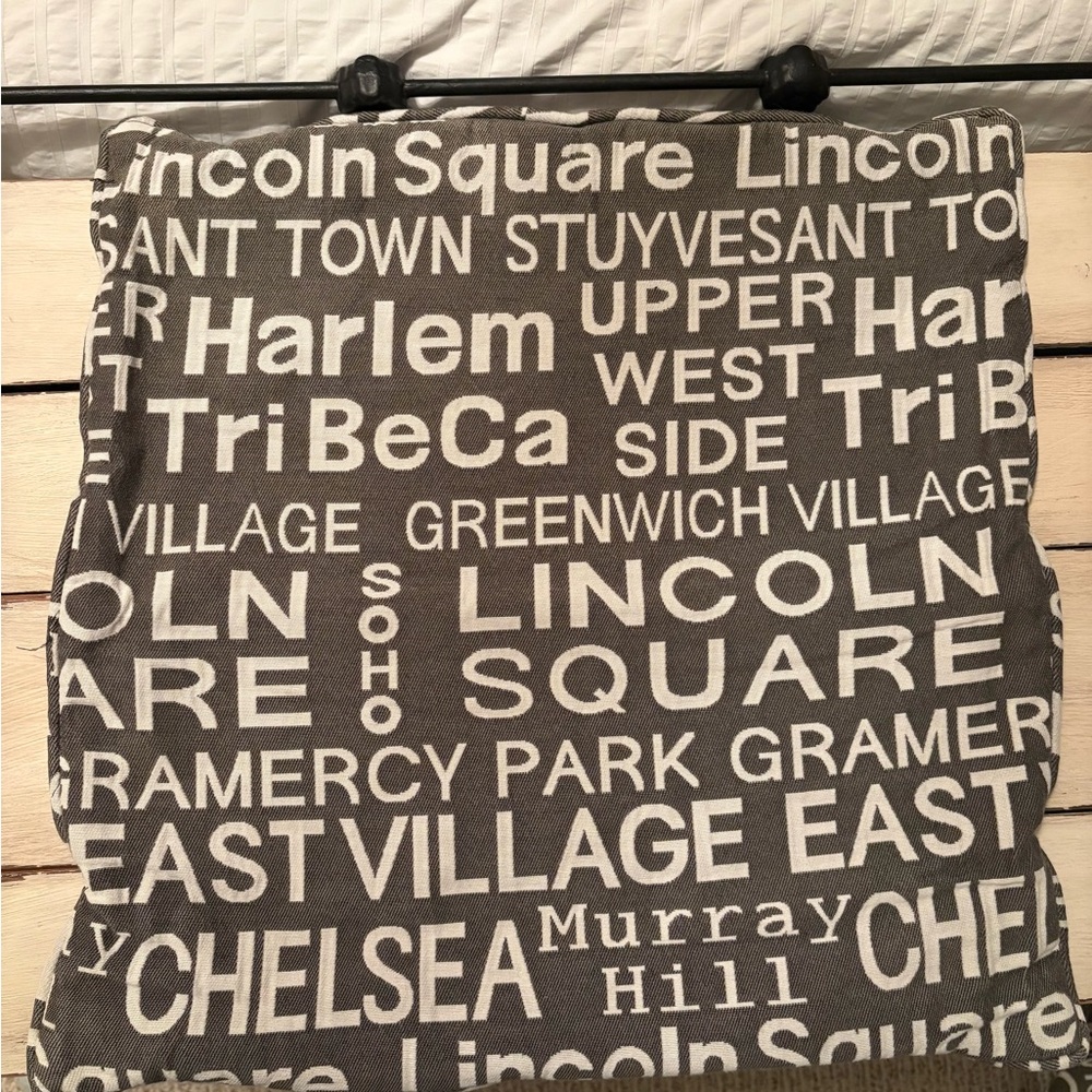 Gray and White Text Print Cushions